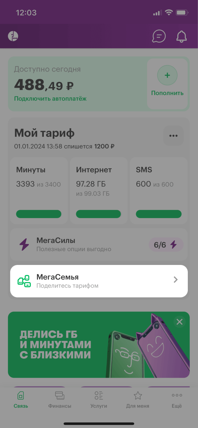 МегаСемья услуга от МегаФона: описание, условия подключения Пензенская  область